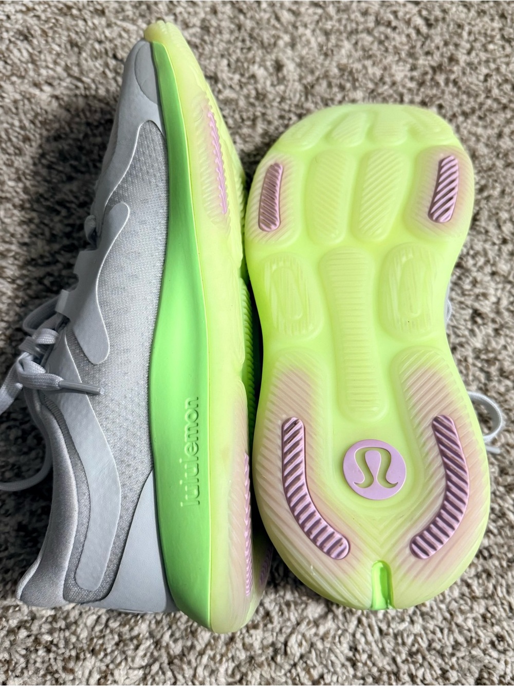 lululemon athletica Light Gray & Neon Green Women's Running Sneakers